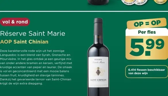 Aanbieding: Réserve Saint Marie AOP Saint Chinian