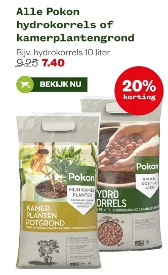 Aanbieding: Alle Pokon hydrokorrels of kamerplantengrond