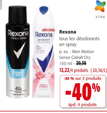 Offre: Rexona tous les déodorants en spray
