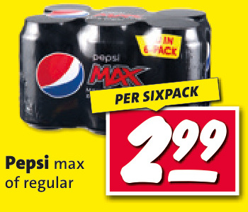 Aanbieding: Pepsi max of regular