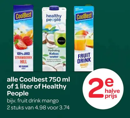 Aanbieding: Coolbest 750 ml of 1 liter of Healthy People