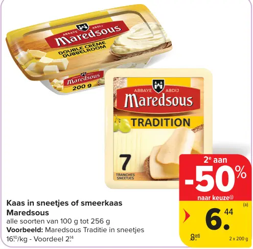 Promotie: Kaas in sneetjes of smeerkaas Maredsous