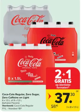 Aanbieding: Coca-Cola Regular, Zero Sugar, Zero Caffeine en Light