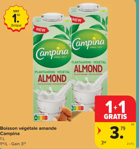 Offre: Boisson végétale amande