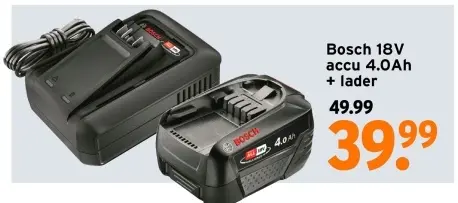 Aanbieding: Bosch 18V accu 4.0Ah + lader
