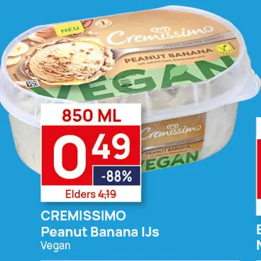Aanbieding: Cremissimo Peanut Banana Vegan IJs 850ml