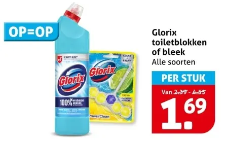 Aanbieding: Glorix toiletblokken of bleek