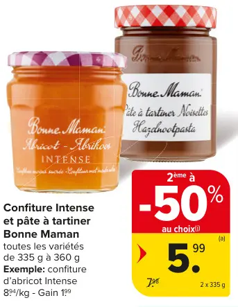 Offre: Confiture Intense et pâte à tartiner