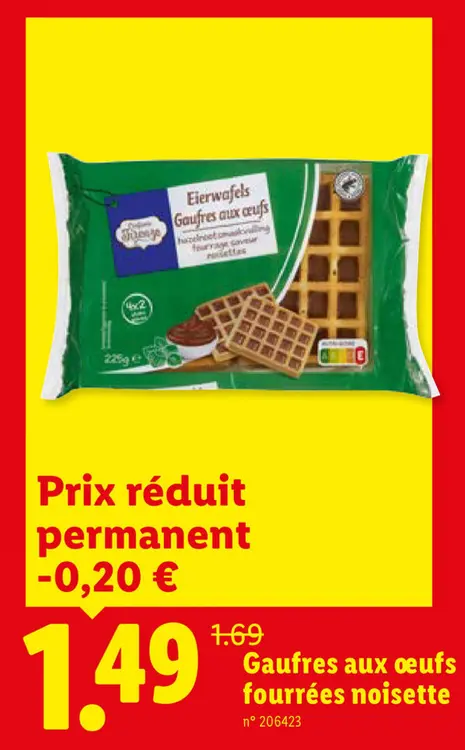 Offre: Gaufres aux œufs fourrées noisette