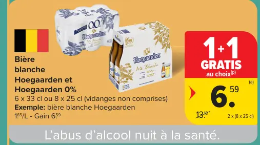 Offre: Bière blanche Hoegaarden et Hoegaarden 0%