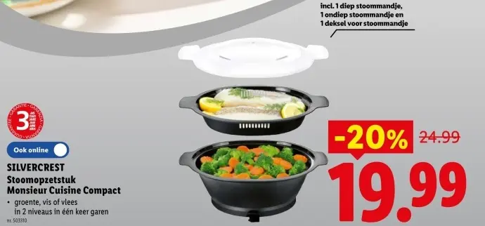 Promotie: Stoomopzetstuk Monsieur Cuisine Compact