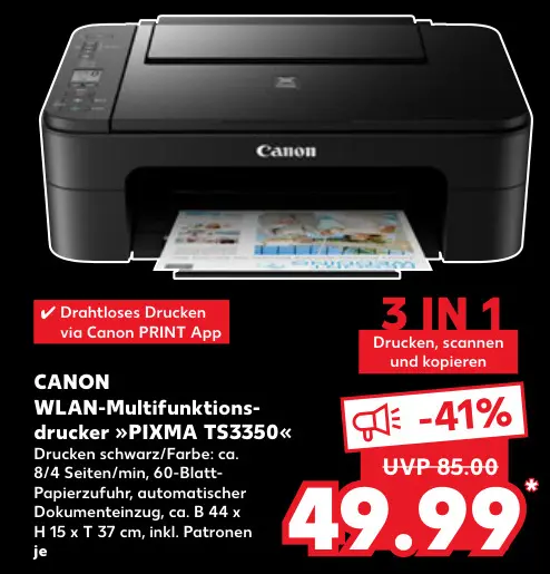 Aanbieding: WLAN-Multifunktionsdrucker PIXMA TS3350