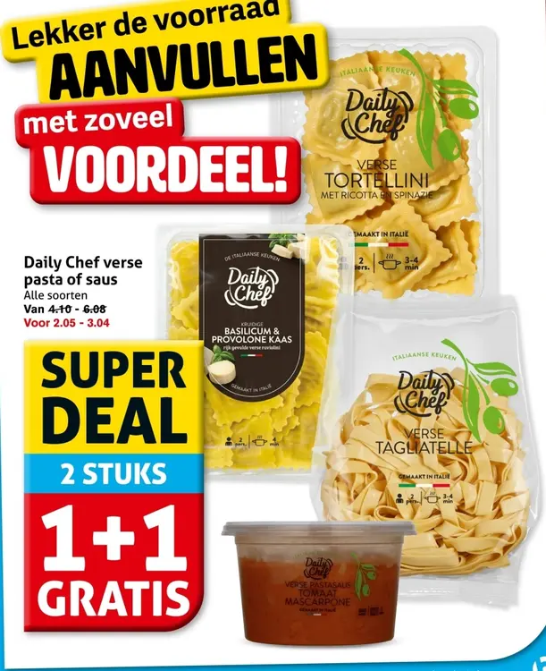 Aanbieding: Daily Chef verse pasta of saus