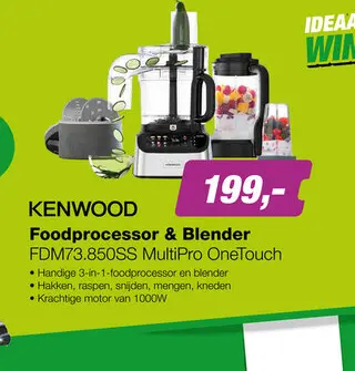 Aanbieding: Kenwood FDM73.850SS MultiPro OneTouch Foodprocessor & Blender