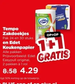 Aanbieding: Tempo Zakdoekjes en Edet Keukenpapier