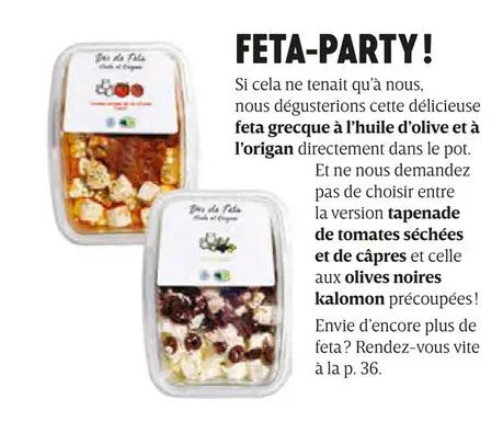 Offre: Feta grecque à l'huile d'olive et à l'origan