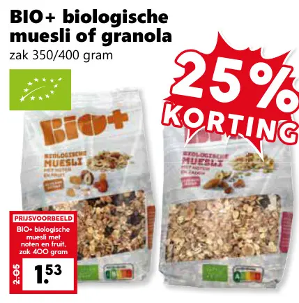 Aanbieding: biologische muesli of granola