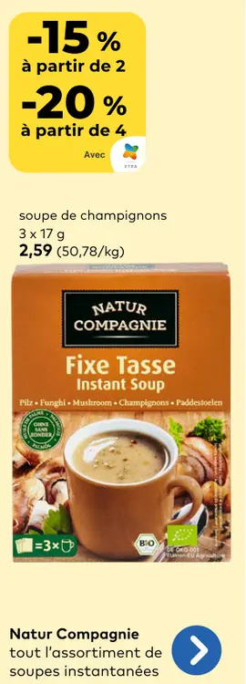 Offre: Tout l'assortiment de soupes instantanées