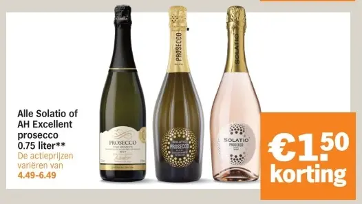 Aanbieding: Alle Solatio of AH Excellent prosecco 0.75 liter