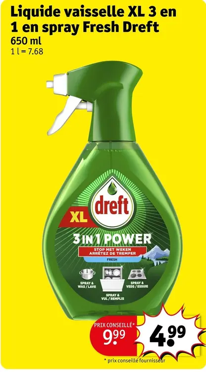 Offre: Liquide vaisselle XL 3 en 1 en spray Fresh