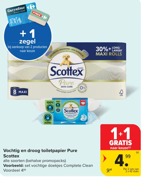 Promotie: Vochtig en droog toiletpapier Pure