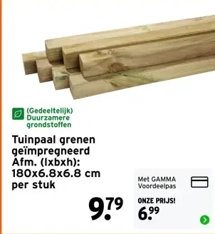 Aanbieding: Tuinpaal grenen geïmpregneerd