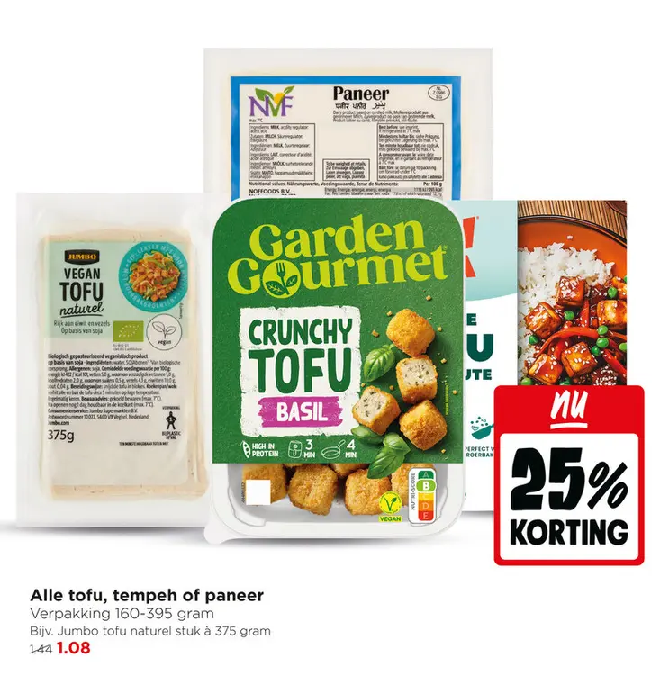 Aanbieding: Tofu, tempeh of paneer