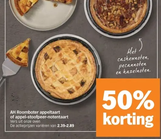 Aanbieding: Roomboter appeltaart of appel-stoofpeer-noten