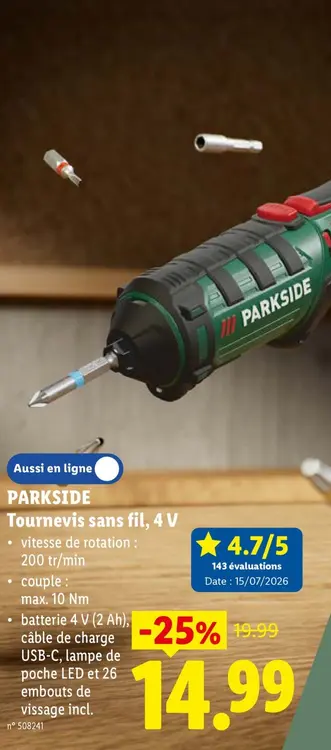 Offre: Tournevis sans fil
