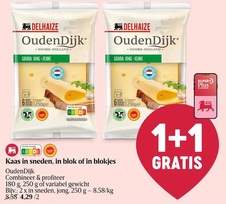 Promotie: OudenDijk Kaas in sneden, in blok of in blokjes