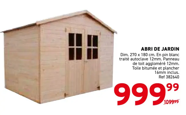 Offre: Abri de jardin