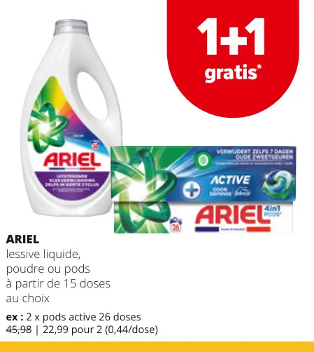 Offre: lessive liquide, poudre ou pods