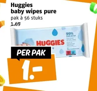 Aanbieding: Huggies baby wipes pure