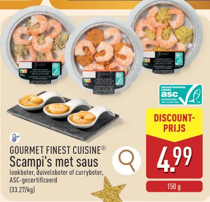 Promotie: Scampi's met saus