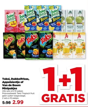 Aanbieding: Taksi, Dubbelfrisss, Appelsientje of Van de Boom minipakjes