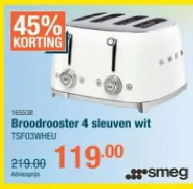 Promotie: Broodrooster 4 sleuven wit