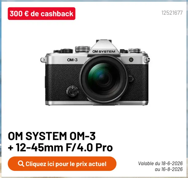 Offre: OM SYSTEM OM-3 + 12-45mm F/4.0 Pro