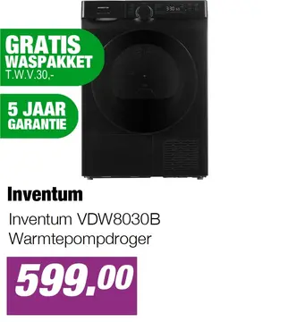 Aanbieding: Inventum VDW8030B Warmtepompdroger
