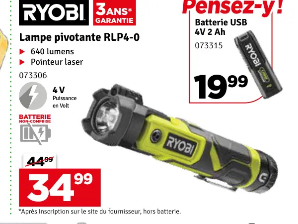 Offre: Lampe pivotante RLP4-0