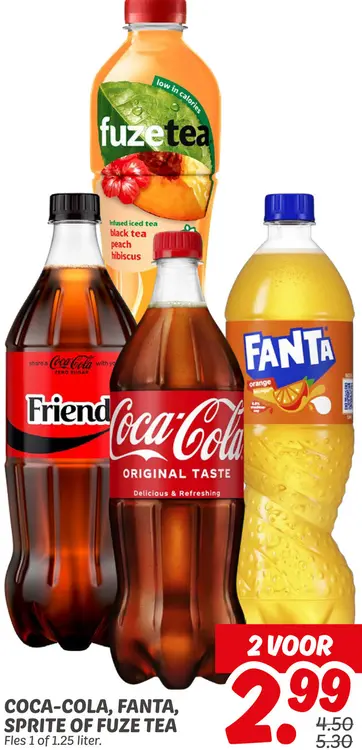 Aanbieding: Coca-cola, Fanta, sprite of Fuze Tea