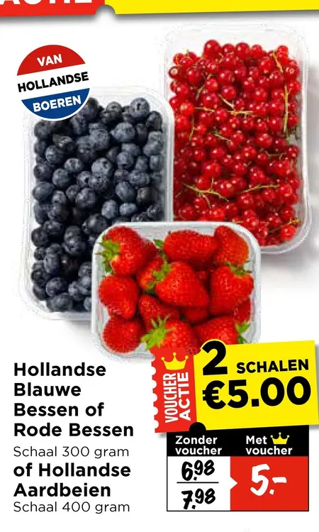 Aanbieding: Hollandse Blauwe Bessen of Rode Bessen of Hollandse aardbeien