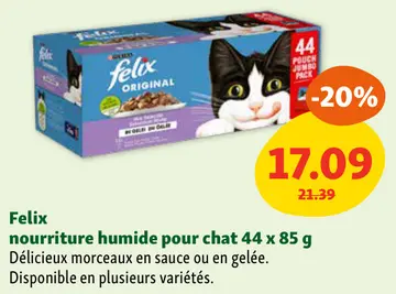 Offre: Nourriture humide pour chat 44 x 85 g