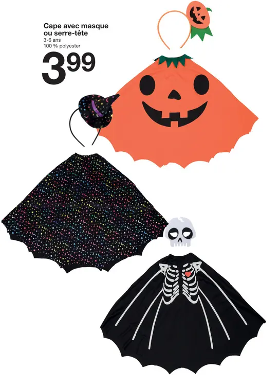 Offre: Cape avec masque ou serre-tete