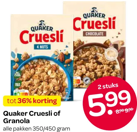 Aanbieding: Cruesli of Granola