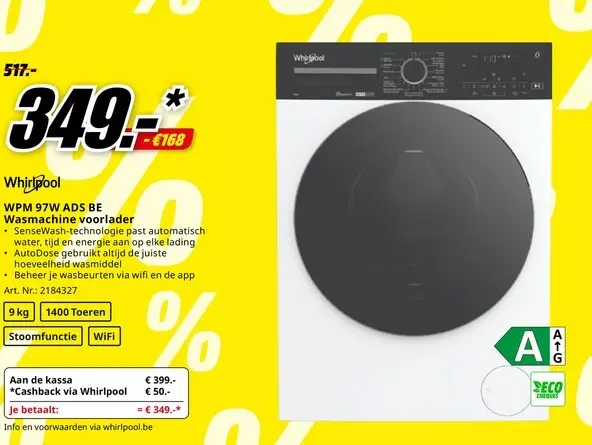 Promotie: WPM 97W ADS BE Wasmachine voorlader