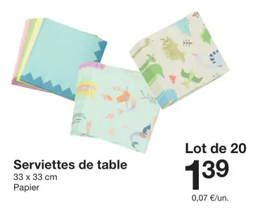 Offre: Serviettes de table