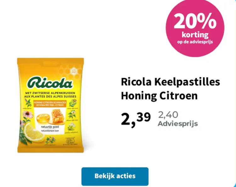 Aanbieding: Ricola Keelpastilles Honing Citroen