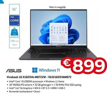 Aanbieding: Vivobook 16 X1605VA-MB722W-ITASX1605VAMB72