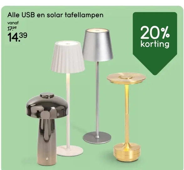 Aanbieding: Alle USB en solar tafellampen