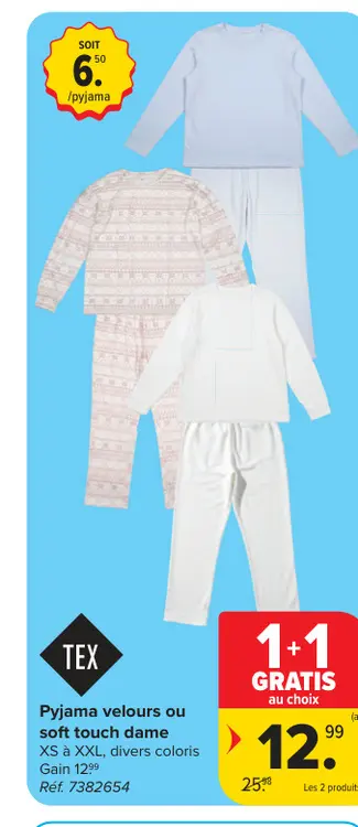 Offre: Pyjama velours ou soft touch dame